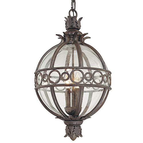 Troy Lighting Campanile 4-Light Outdoor Pendant - Campanile Bronze Finish with Clear Seedy Glass