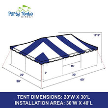 Party Tents Direct 20' x 30' Weekender Pole Canopy, Blue Top with Sidewalls