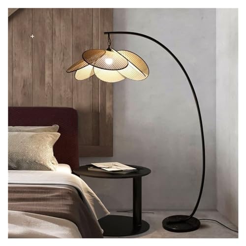 GTEFSWS Handmade Rattan Floor Lamp Retro Style for Bedroom and Living Room One Color