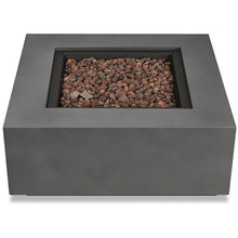 Home Square 2-Piece Set with Square Propane Fire Table and Fire Glass