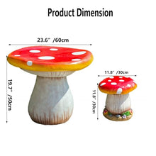 AUQMTAIN Mushroom Statue Table Stool, Resin Creative Landscape Sculpture Decoration, Yard Lawn Pond Ornament (Mushroom Table Set)