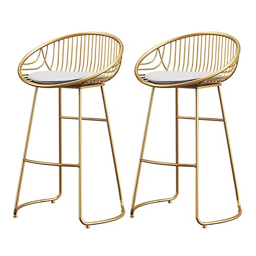CVGfko Stools Set of 2, Height Chairs with Back/Footrest, stools for Island/Home/Dining Room/Kitchen,Grey-High:45CM
