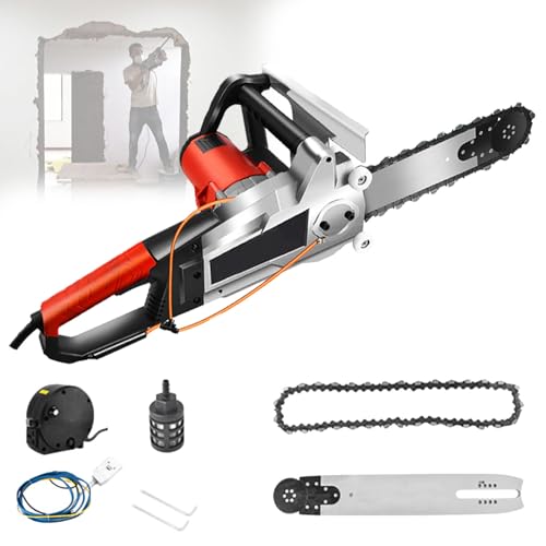 Electric Concrete Chainsaw with Water-Fed Dust Suppression, Includes Chains & Guide Bars, Ideal for Rebar, Concrete & Red Brick Cutting - 35CM