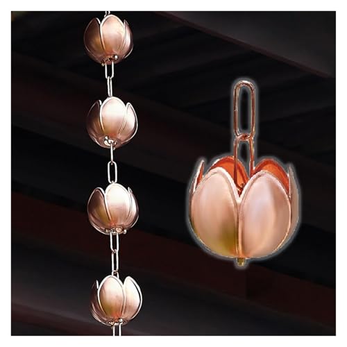 WKNHHL Rain Chain, Adjustable Copper with Multiple Sizes for Downspouts Rain Gutter Front Door Yard Garden Decoration,1 m (3.2ft)