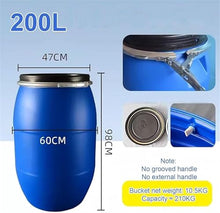 DIROVO Rain Barrels Large Blue Plastic Water Storage Barrel with Locking Lid & Latch Ring, Food Grade Industrial Portable Tank,for Long-Term Emergency, Camping & RV(200L)