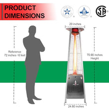 Lava CAPRI A-LINE 42000 BTU Portable Pyramid Patio Heater - 4.75" Glass Tube - 304 Stainless Steel - Triple Protection System (Propane, Stainless Steel)