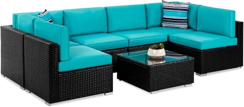 UOPYNE Manual Weaving Wicker Patio Set Outdoor Rattan Sofa with Tea Table 7 Pieces Outdoor Patio Porch Furniture Sets