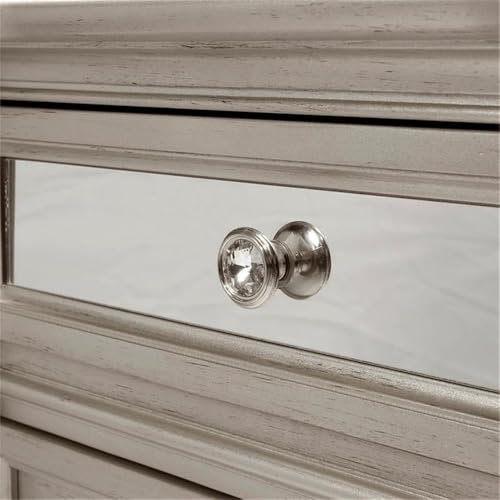BOWERY HILL Contemporary 2-Drawer Wood Nightstand with Mirrored Accents Silver