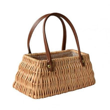 Handcrafted Willow Woven Picnic Basket with Foldable Handles, Creative Ellipse/Rectangle Design, Ideal for Outdoor Adventures