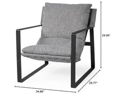 HomeRoots Stone Gray and Black Metal Sling Chair Black