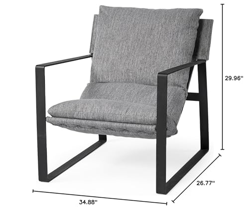 HomeRoots Stone Gray and Black Metal Sling Chair Black