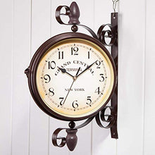 NUHSLF Garden Clocks Outdoor Waterproof, 13 Inches Classical Double-Sided Wall Clock for The Mounted Wrought Iron Metal Outside Indoor Decoration