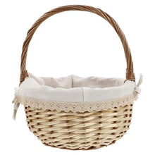Woven Rattan Picnic Basket with Handle – Round Market Basket for Flowers, Fruit, Vegetables & Storage