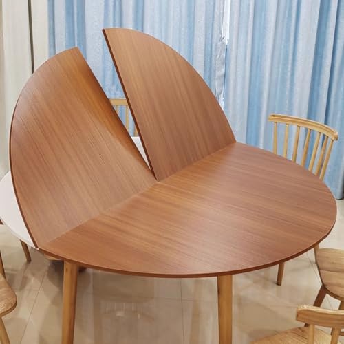Innovz 47 to 87 Inch Round Table Top Only, Wooden Quarter Folding Tabletop, Home Useful Table Top for Kitchen Coffee Side Table, Walnut Teak Mahogany Marble Texture(Yellow,200cm(79inch))