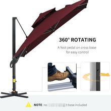 OROTLECT Red Hanging Cantilever Offset Patio Umbrella 10ft - 360 Rotation, Tilt, Square, Aluminum Base For Car Show Cantilever, Rotating, Outdoor Picnic