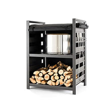 Solo Stove Station – 4.4ft Black Aluminum Firewood Rack with UV-Coated Cover, Two-Shelf Outdoor Storage for Fire Pit Logs, Tools & Accessories