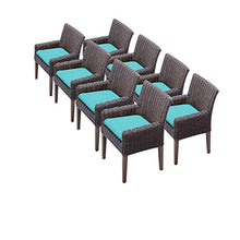 TK Classics TKC Venice Wicker Patio Arm Dining Chairs Set of 8 Aruba