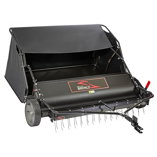 Brinly 54" Tow-Behind Combo Lawn Sweeper with Dethatcher and Hamper Windscreen