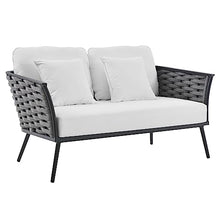 Modway Stance Outdoor Patio Contemporary Modern Woven Rope Loveseat in Gray White