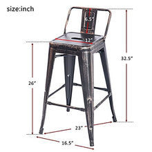 XIONGGG Metal Bar Table Set, Distressed Rectangular Bar Table and 2 Low Back Stools, Industrial Metal Barstools with Counter Height Table for Indoor Outdoor Use Golden Black 23.6L*23.6W*41.3H inches