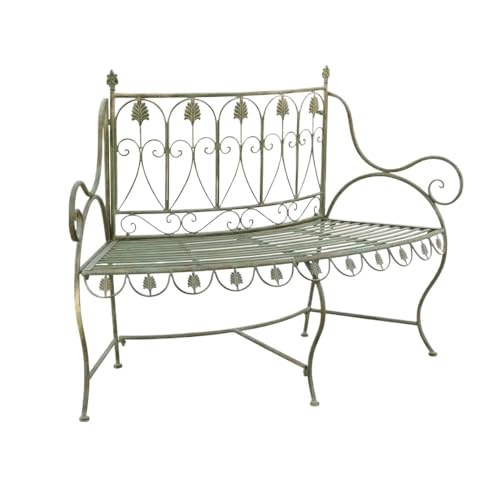 GRFIT Outdoor Bench Garden Bench Vintage Green with Backrest, Double Iron Seating for Outdoor Balcony, for Porch, Patio, Park, Chairs Garden Bench