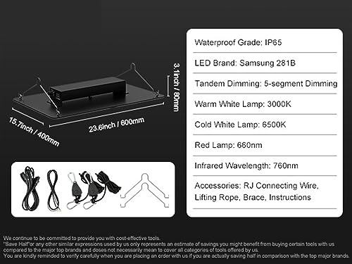 ACE4U Board LED Grow Light Full Spectrum Phyto Lamp for Greenhouse Growing Indoor Plants Vegetables Growth(300W)