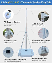 REMYSAOS 5-16ft Telescopic Custom Feather Flag Pole Kit, Advertising Flags for Outside with Stand, Heavy Duty Aluminum Banner Poles for Commercial Sign(10pack)