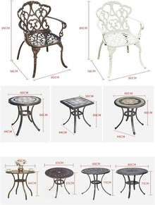 KUYBTU Garden Bench Cast Aluminium Dining Round Table and 4 Chairs Set,Garden Outdoor Furniture Table and Chairs