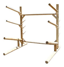 Log Kayak Rack Sunfish Sailboat + 3 Canoes or Kayaks with Boom Rack Natural
