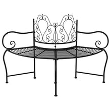 HGKMBRY Circular Tree Bench 4-Piece Black Steel 59-Inch Diameter Durable Outdoor Seating for Garden Patio, Modern Design Comfortable Sturdy Furniture