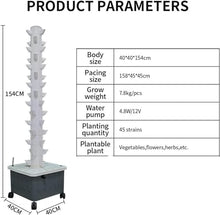 FLTRGO Hydroponic Grow Kit Indoor Garden Hydroponic Tower Growing Sytem 15 Layer 45 Plants Sites Vertical Hydroponic Tower with Pump and Movable Water Tank for Leafy Vegetables