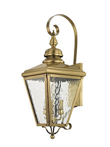 Livex Lighting 2033-01 3-Light Outdoor Wall Lantern, Brass