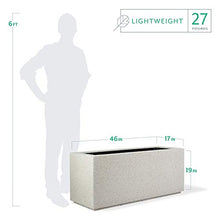 PolyStone Milan Modern Outdoor/Indoor Rectangular Trough Planter - 46" x 17" x 19" H - Lightweight Weather Resistant Stone-Look Resin Planter - Commercial & Residential - White Granite