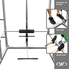 Valor Fitness Power Squat Rack with Lat Pull Attachment and Pull Up Bar Station Black