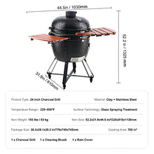 24" Ceramic Barbecue Grill Smoker Portable Round Outdoor Grill for Patio