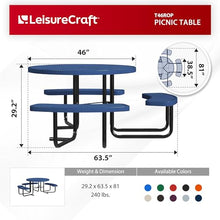 Leisure Craft 46" ADA Round Metal Picnic Table, Made in USA