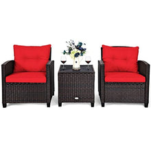 DUYHBAWRS 3PCS Patio Rattan Furniture Set Cushioned Conversation Sofa Coffee Table for Your Outdoor Space(Black)
