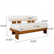 Merax 2 Piece Patio Loveseat & Coffee Table Set with Acacia Wood Frame, Waterproof Cushions & Round Backrest for Garden, Deck & Balcony, Beige+Teak