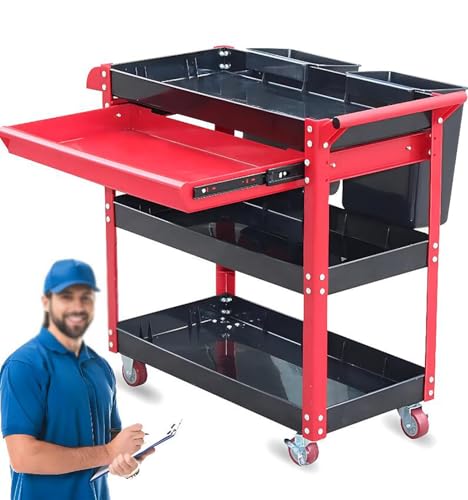ICEMOB Tool Cart on Wheels with Drawers,3 Layers Mobile Tool Organizers,Heavy Duty Utility Cart,Service Cart for Workshop,Garage,68.5X34.5X76cm