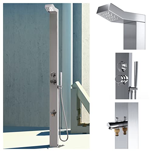 No Worries Products Bondi Silver ADA 316 Marine Grade Stainless Steel Outdoor Shower Panel Brushed Stainless Steel
