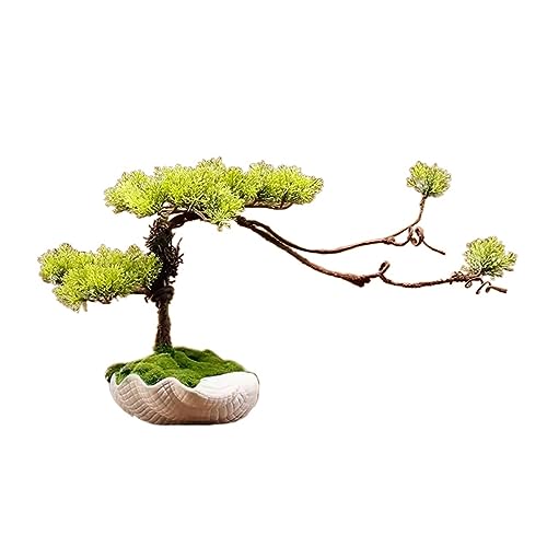 Artificial Bonsai Simulated Bonsai Decoration Set Small Plants Living Room Desktop Decoration False Pine Tree Ceramic Flower Pot for Home Office (Color : C) (Gray)
