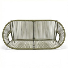 SRECELL Outdoor Wicker Loveseat Patio Furniture, PE Rattan Love Seat with Iron Frame, All-Weather Patio Bench Seating for Backyard, Balcony, Deck, Modern Outdoor Couch No Cushions,Green