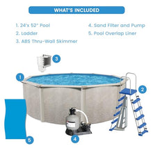 Aquarian 24'x52 Above Ground Round Pool Kit w/Pump & Accessories, Phoenix