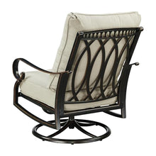 Oakland Living Pair of Black Aluminum Patio Deep Seating Swivel Rocker Club Chairs with Light Grey Cushions