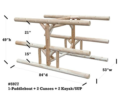 Log Kayak Rack 5-Place Storage Organizer Canyon Brown