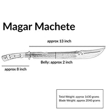 Fwosi Tactical Machete - 13-Inch Full Tang Magar Machete Fixed Blade Knife, Custom Knife with Carbon Steel Blade - Handmade in Nepal - Plus Leather Sheath with Belt Loop