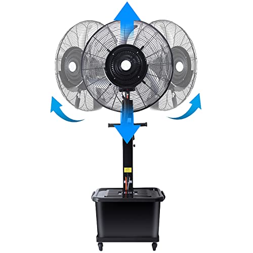 CUTPOIY Oscillating Misting Fan, 3-Speed Pedestal Fan with 11.5 Gallon Tank for Outdoor Barn, Garage, Shop, 71cm/28in