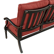 Oakland Living Black Aluminum Patio Deep Seating Outdoor Two Seater Loveseat with Red Cushions