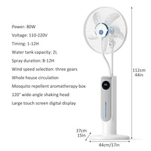 WNGJZZYC Pedestal Misting Fan with Remote Control, Outdoor Oscillating Fan, 33ft Air Supply, with 3 Speeds, Timer, for Bedroom, Living Room, Office(White)