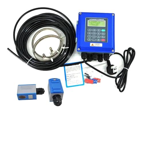 Water Flow Meter, TUF-2000B Wall Mounted Water Flow Meter Transducer TS-2/TM-1-HT Optional SD Storage Clamp Sensor Liquid Ultrasonic Flowmeter,for Outdoor Garden Hose Watering(Host and TM-1 Sensor)